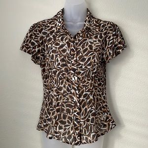 Brown multi-color Sheer blouse.